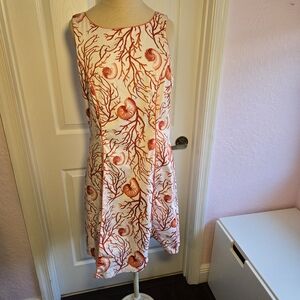 Bushwacker Nautilus Print Cotton Blend Dress Size 10 Beach Cruise Vacation Coral